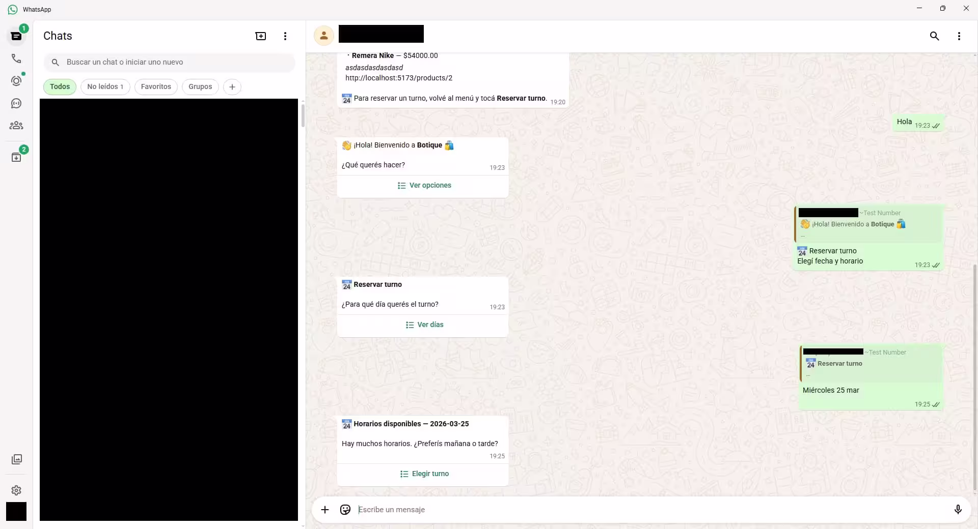 Mañana o tarde — el bot consulta la preferencia de horario y muestra disponibilidad